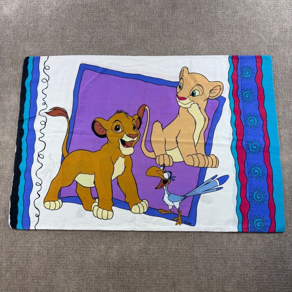 Vintage Disney The Lion King Pillowcase Simba Nala Timon Pumbaa Made in USA 90s